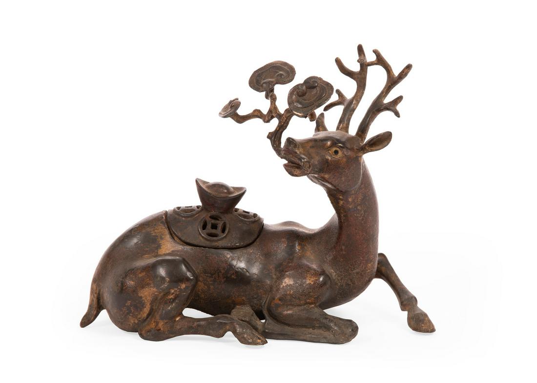 Chinese Partial Gilt Bronze Deer-Form Censer (1 of 2)