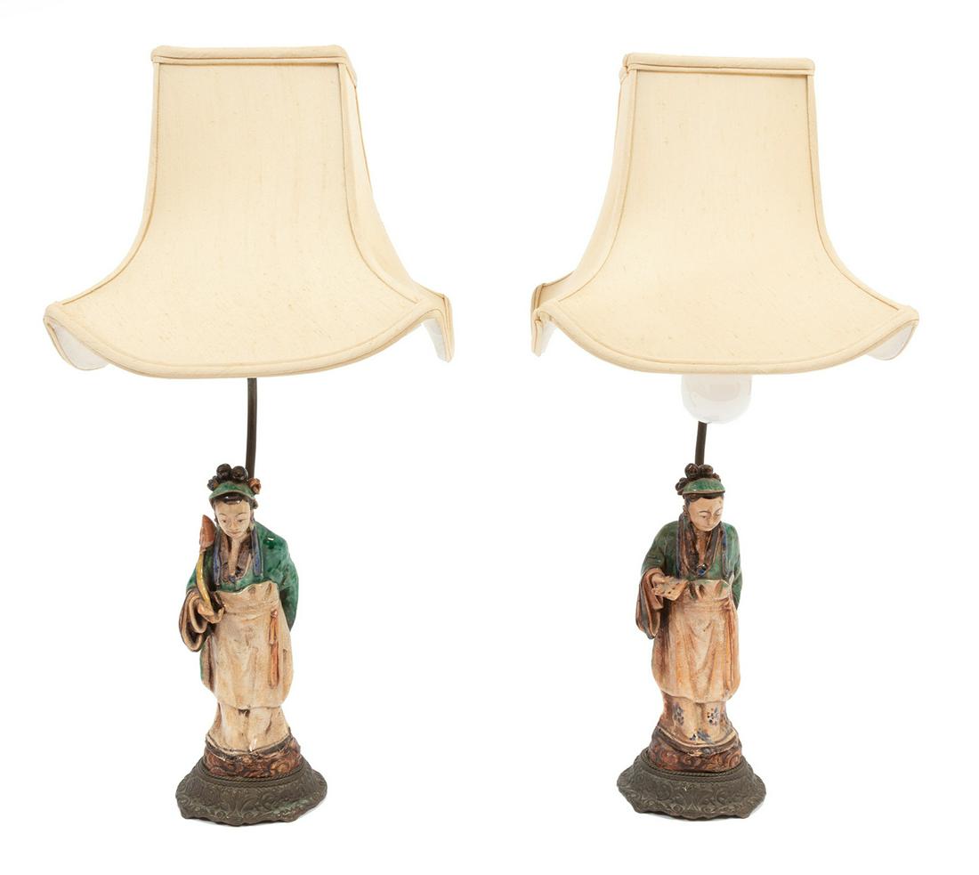 Chinese Glazed Pottery Figures of Maidens (1 of 4)