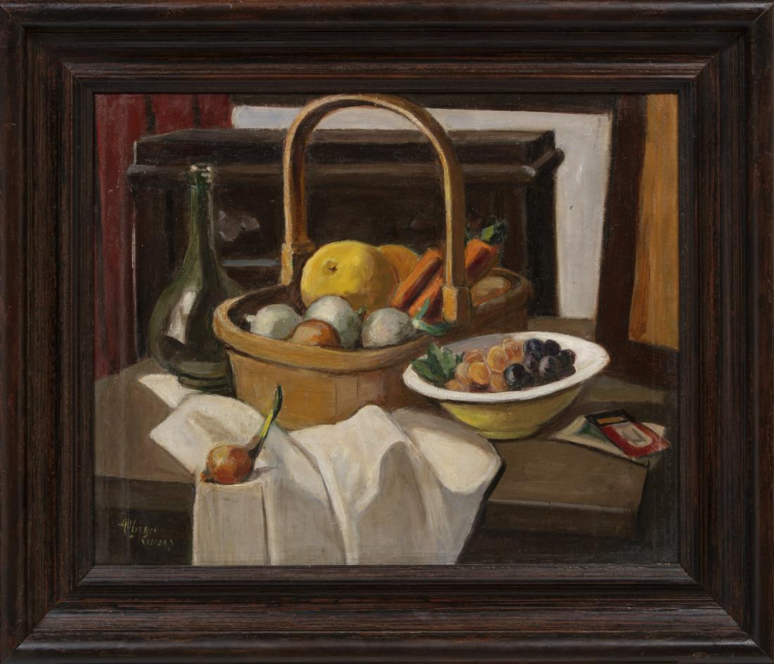Alberta Kinsey (American/Louisiana, 1875-1952) , "Kitchen Still Life", oil on canvas, signed lower (1 of 5)