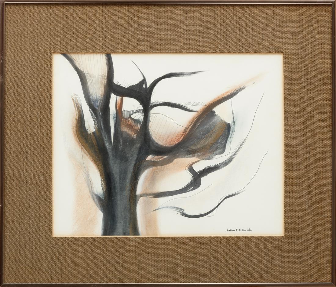 Gretchen Rothschild Eppling (American/Louisiana, b. 1940) , "Abstract Tree", mixed media on paper, (1 of 3)