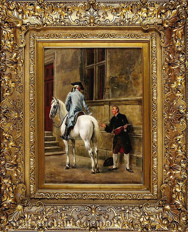 Maurice Blum (French, 1832-1891): Maurice Blum (French, 1832-1891), "The Troubadour", oil on cradled wood panel, signed lower right, 12 3/4 in. x 9 1/4 in., in a period gessoed and giltwood frame