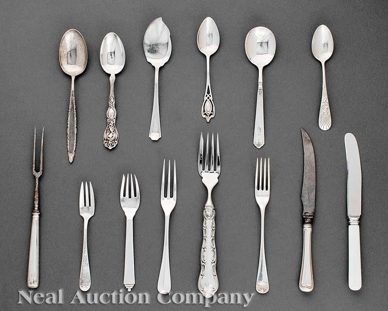 Group of American Sterling Silver Flatware: A Miscellaneous Group of American Sterling Silver Flatware, various patterns and manufacturers, mostly spoons and some forks, combined weight (weighable) 36.45 troy ozs. (51 pcs.)