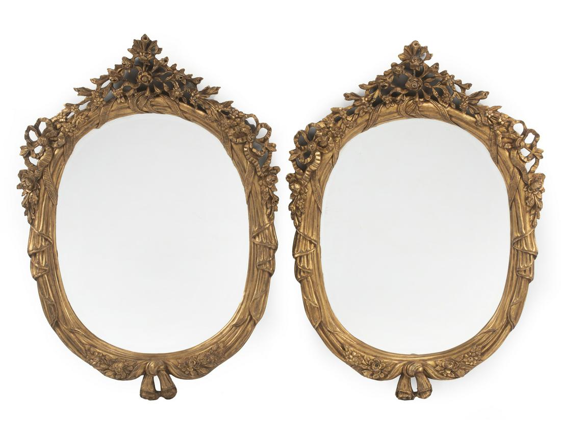 Italian Rococo-Style Carved Giltwood Oval Mirrors (1 of 4)