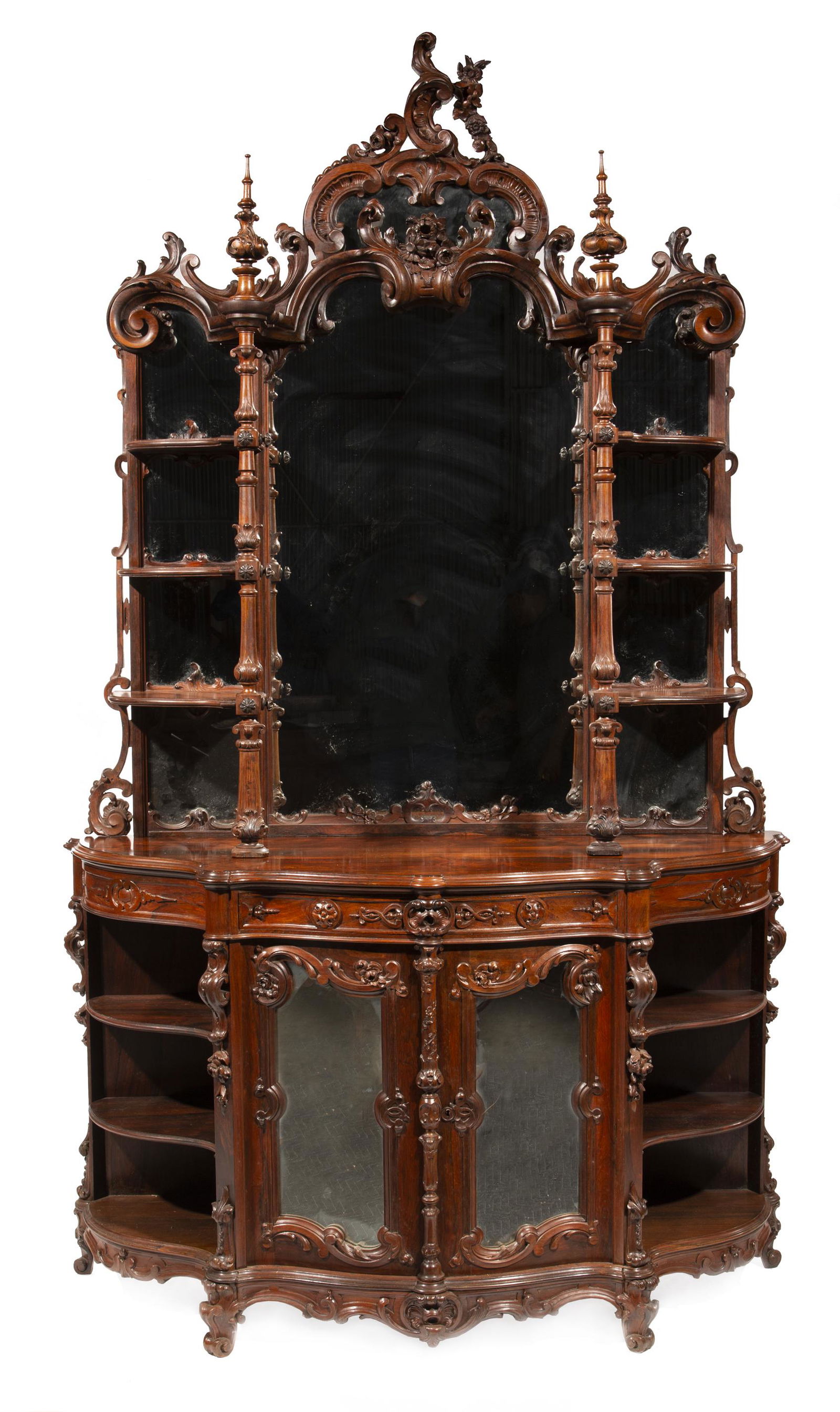 American Rococo Carved Rosewood Etagere Cabinet (1 of 5)