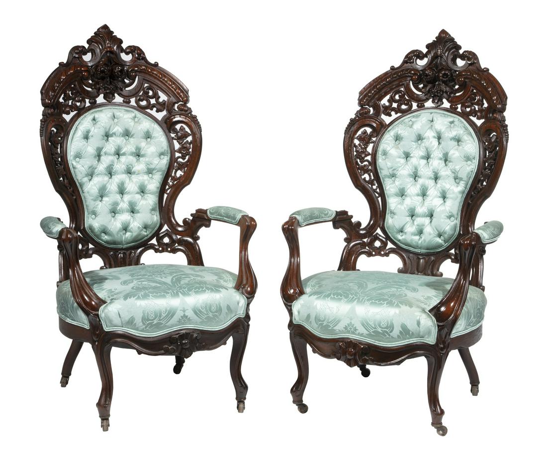 Rosewood Armchairs, attr. to J. & J.W. Meeks (1 of 16)