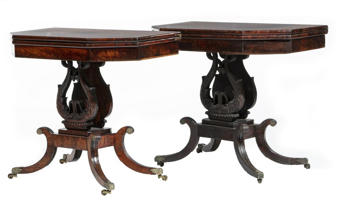 Carved Mahogany Games Tables, attr. Connelly (1 of 15)