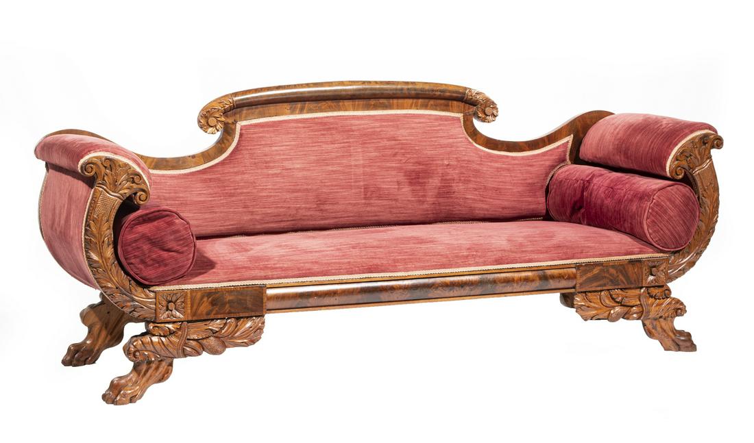 American Classical Carved Mahogany Sofa (1 of 5)