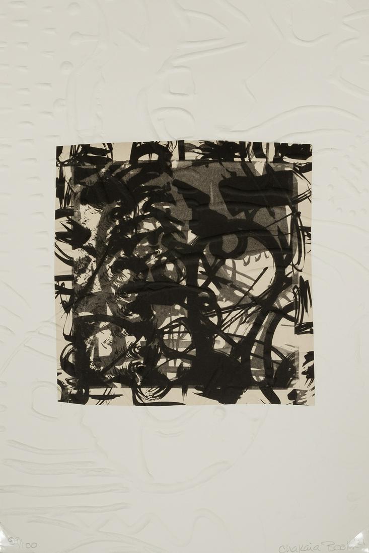 Chakaia Booker (American/New Jersey, b. 1953): Chakaia Booker (American/New Jersey, b. 1953), "Untitled", 2021, lithograph and chine-collé on embossed paper, pencil-signed and dated lower right, pencil-numbered "89/100" lower left, printed wi