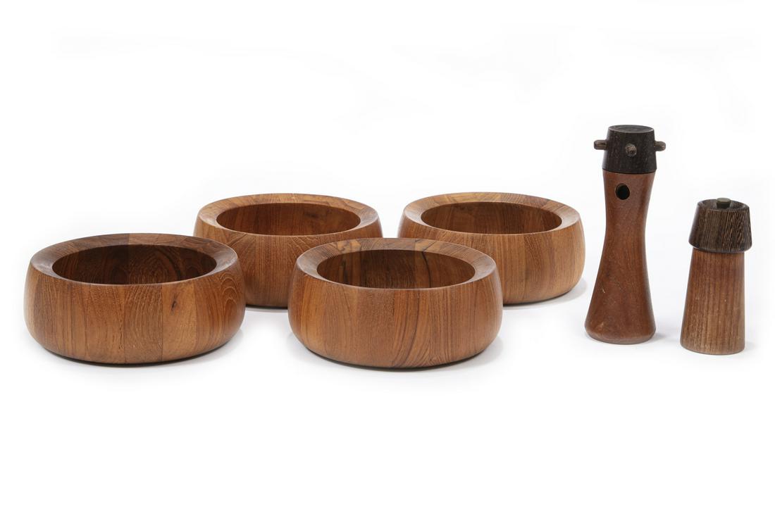 Six Dansk Carved Teak Table Items (1 of 3)