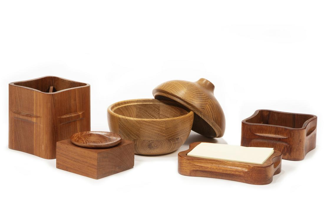 Four Dansk Carved Teak Desk Items (1 of 3)