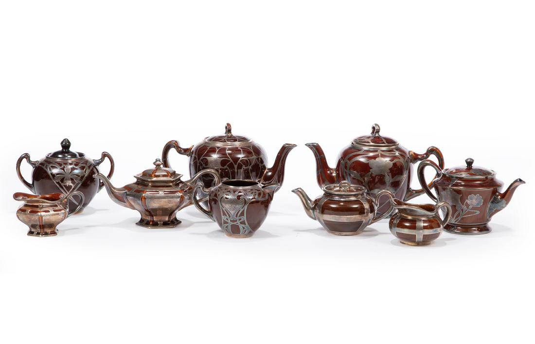 Lenox Brown Glazed Silver Overlay Tea Ware (1 of 3)
