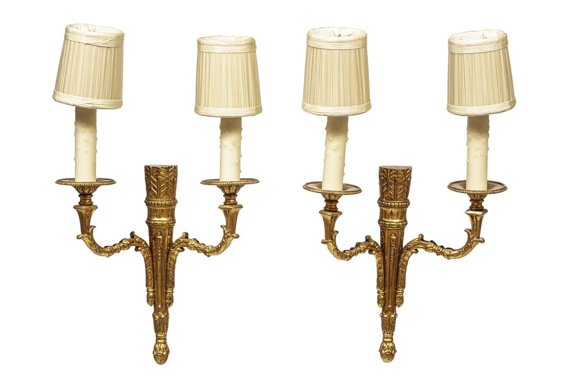 Empire-Style Gilt Bronze Two-Light Sconces (1 of 1)