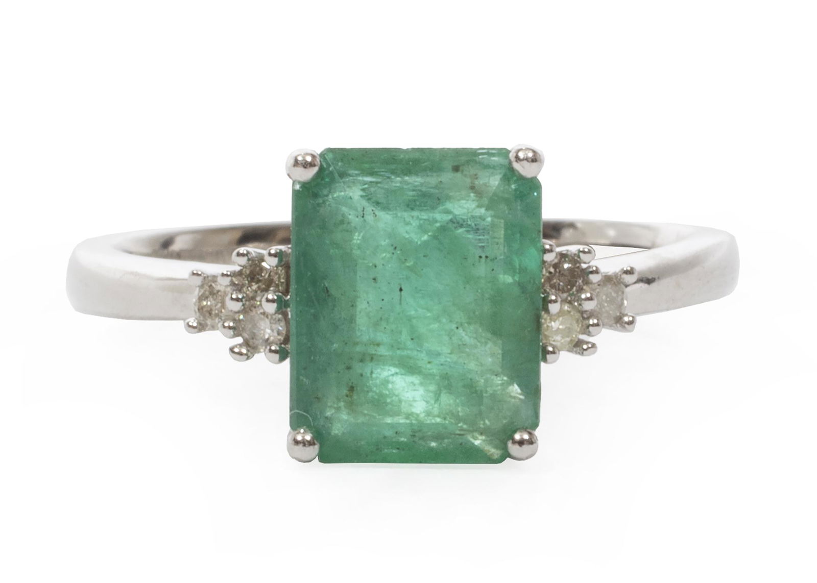 Sterling Silver, Emerald and Diamond Ring (1 of 4)