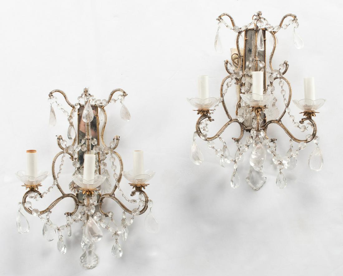 Four Crystal, Rock Crystal Mirrored Sconces (1 of 14)
