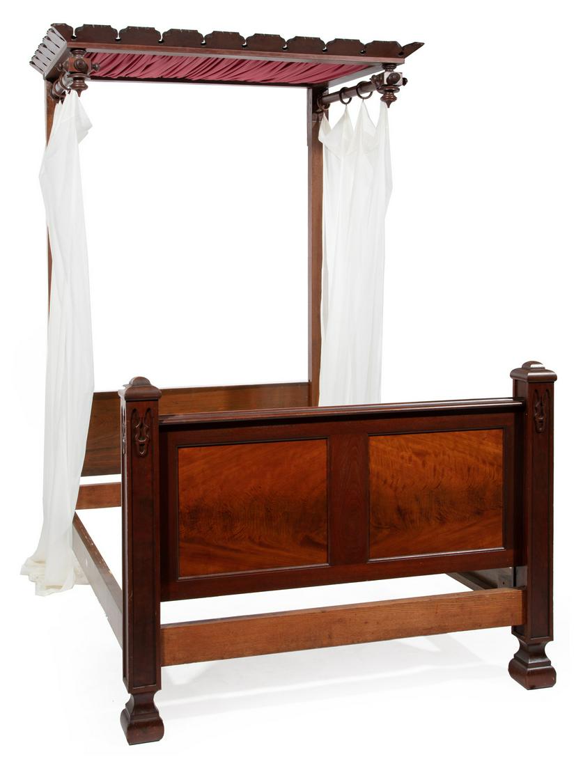 Mixed Woods Half Tester Bed, labeled Viner & Burt (1 of 5)