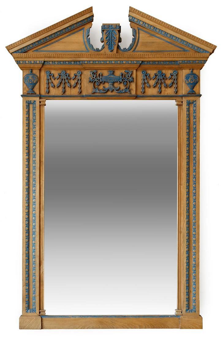Limed and Paint-Decoratated Pine Pier Mirror (1 of 1)
