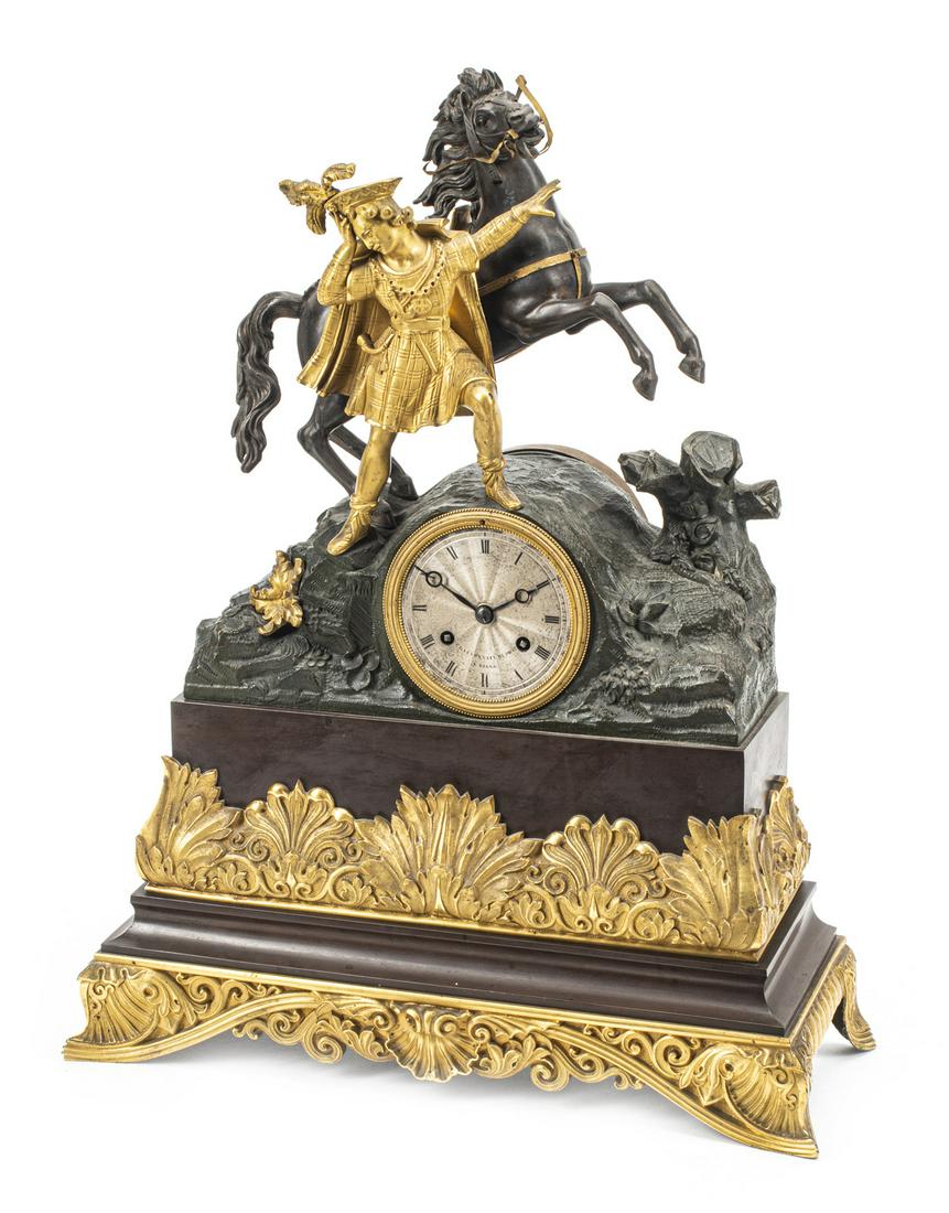 French Gilt, Patinated Bronze Mantel Clock (1 of 5)