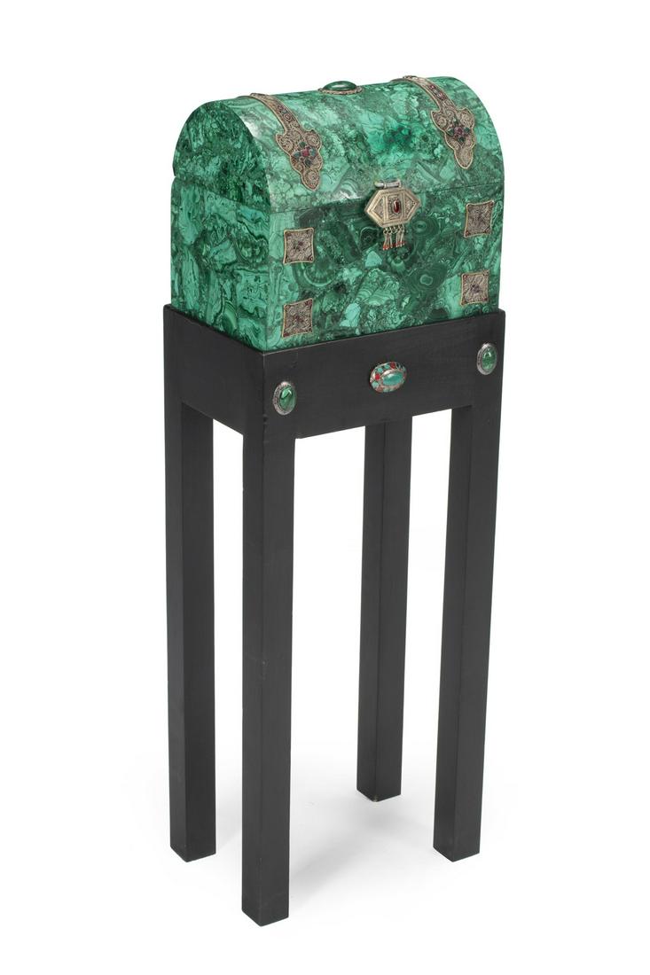 Continental Malachite and Silver Filigree Casket (1 of 4)