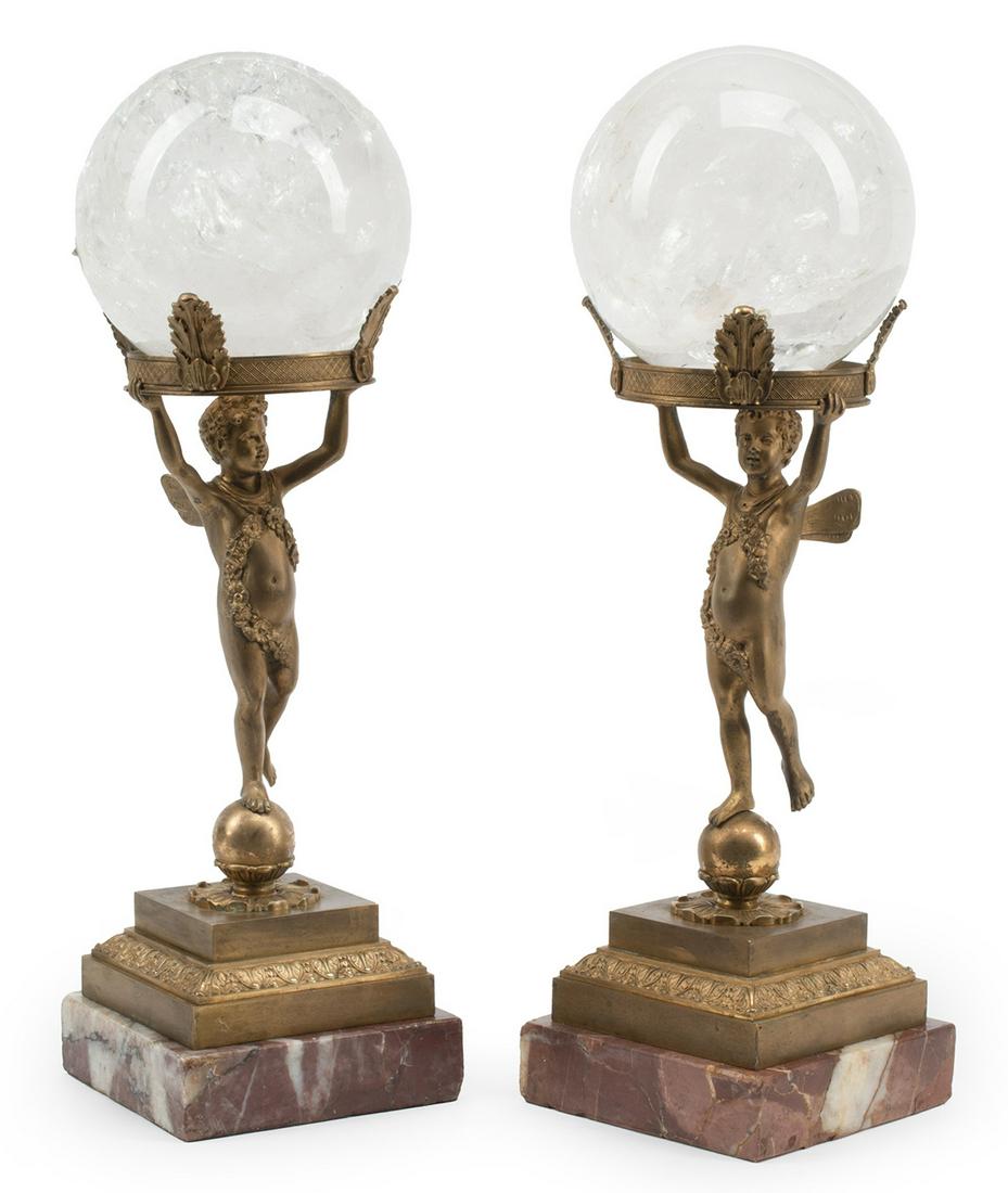 Pair of French Bronze, Rock Crystal Ornaments (1 of 5)