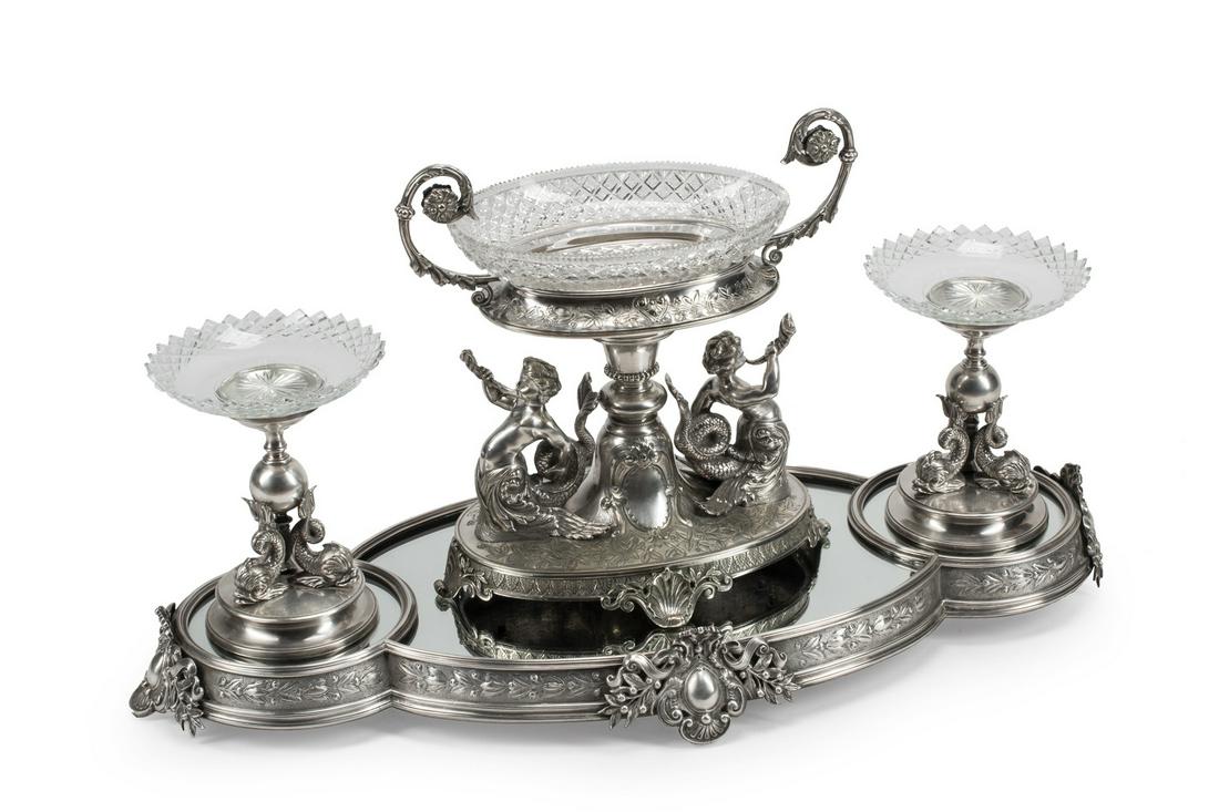 Silverplate, Cut Crystal Table Garniture/Plateau (1 of 5)