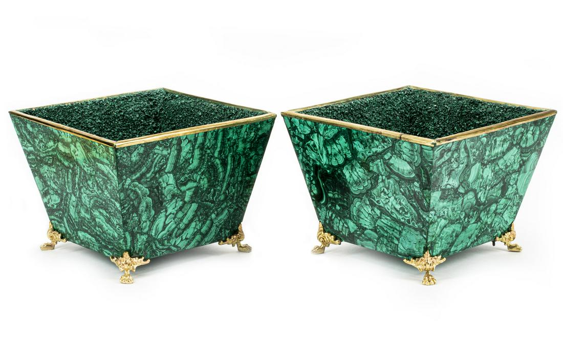 Pair of Bronze-Mounted Malachite Planters (1 of 3)