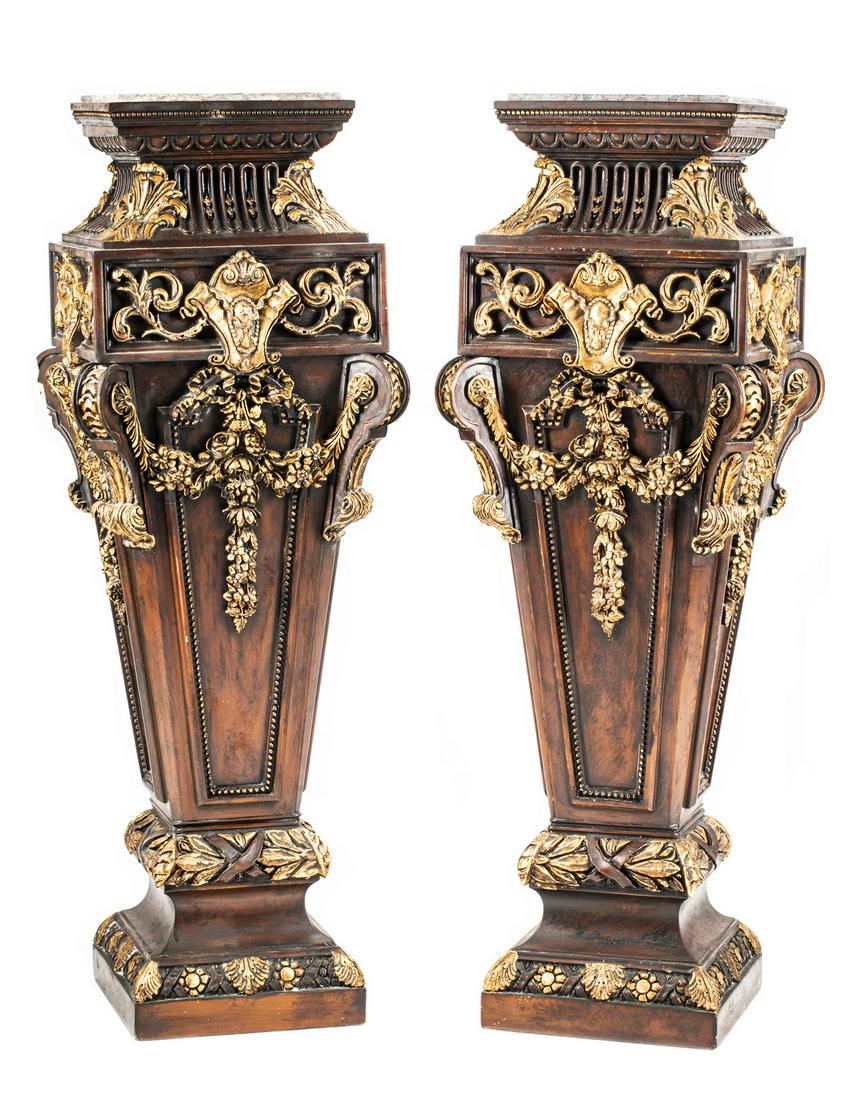 Pair French Carved and Parcel Giltwood Pedestals (1 of 4)