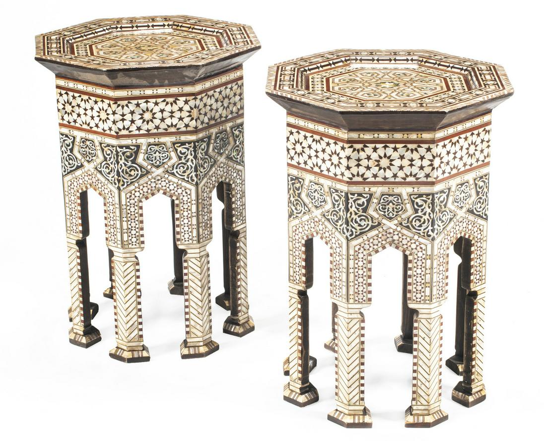 Pair of Moorish Inlaid Hardwood Tabouret Tables (1 of 4)