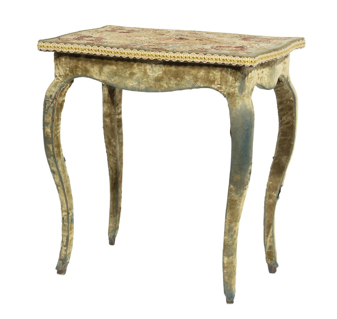 Louis XV-Style Fabric Covered Side Table (1 of 3)