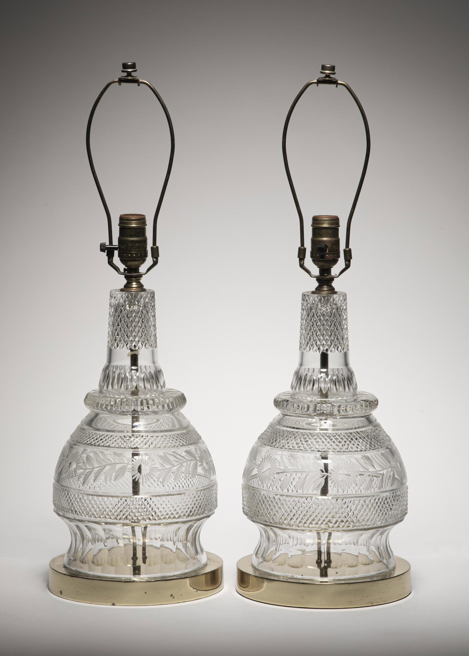 Pair of American Cut Glass Lamps (1 of 2)