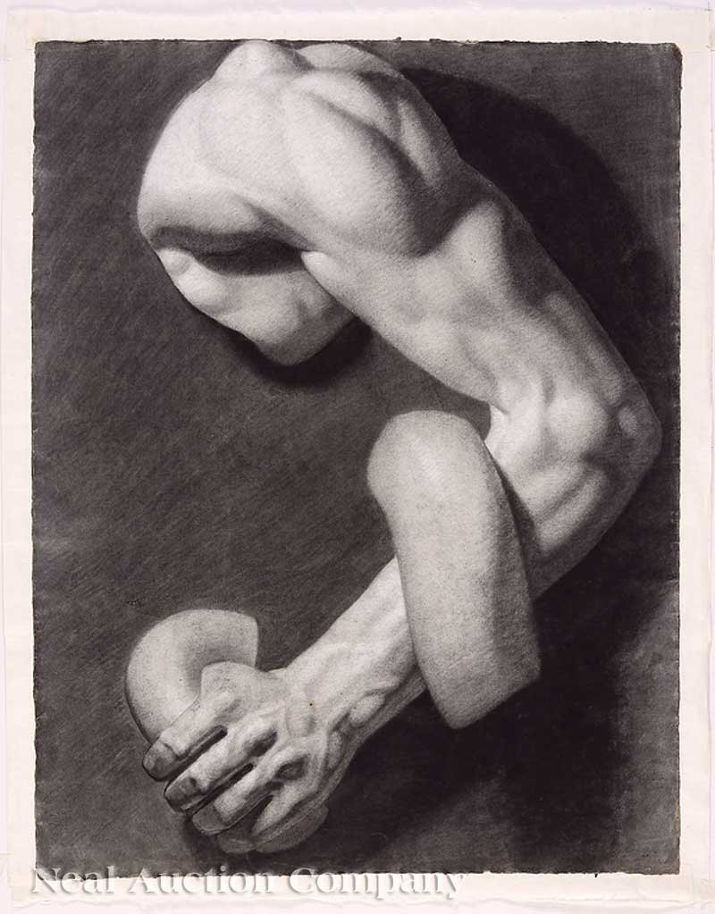 Leon-Philippe-Victor Cuny (French, b. 1800): Leon-Philippe-Victor Cuny (French, b. 1800), four drawings, "Drawing from a Cast of the Laocoon Group", c. 1824, charcoal and white conte crayon, unsigned, each with inscription en verso, each 23 1/2 