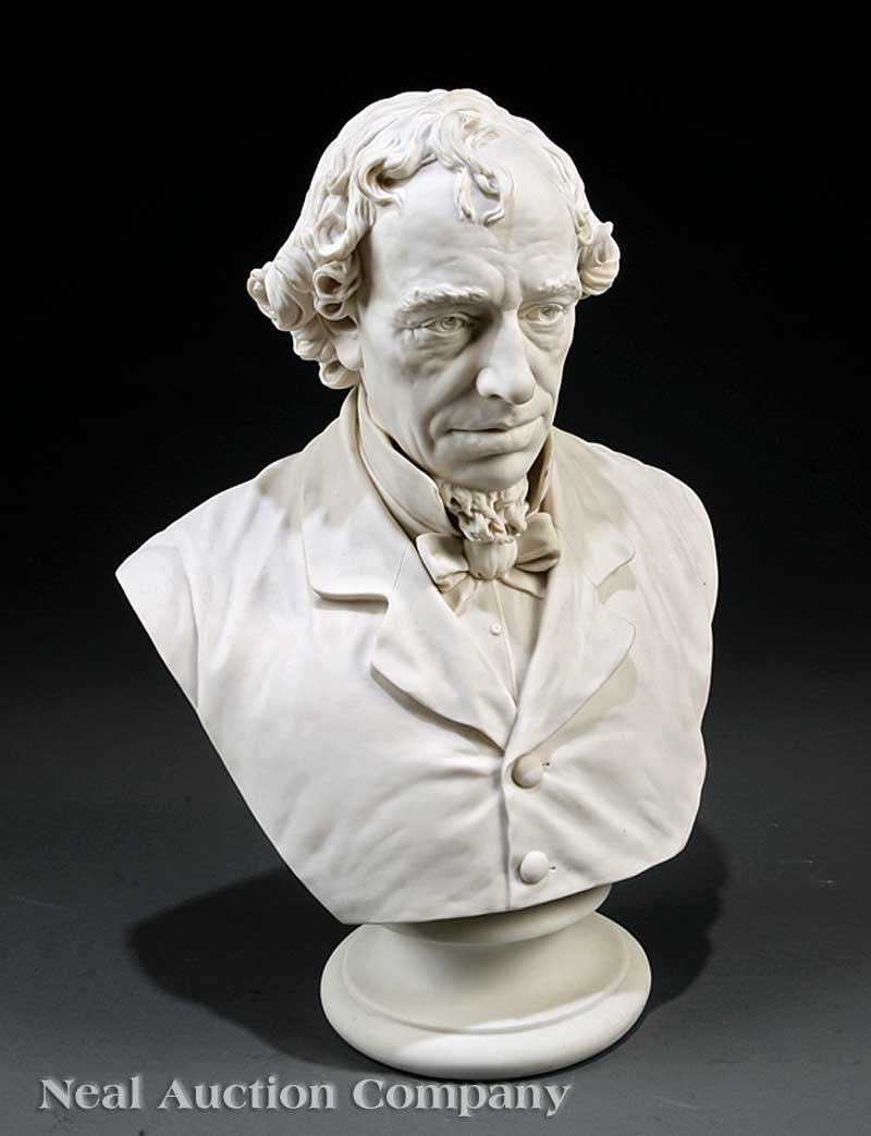 Parian Portrait Bust of Benjamin Disraeli: A Parian Portrait Bust of Benjamin Disraeli (1804-1881), uninscribed, height 21 1/2 in