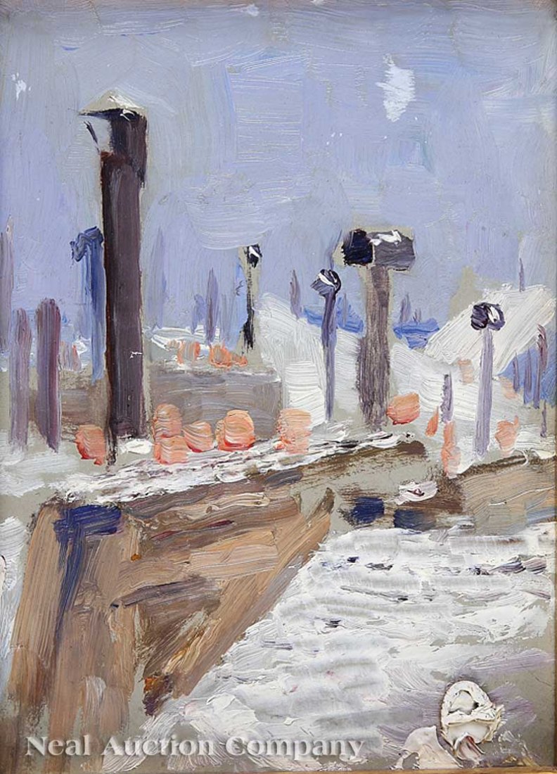 Robert Henri (American, 1865-1929): Robert Henri (American, 1865-1929), "Paris Rooftops from My Studio, Rue Mazarine", 1889, oil on canvas, unsigned, inscribed "From 172 Rue Mazarine" and dated en verso, D. Wigmore Fine Art, NY label en