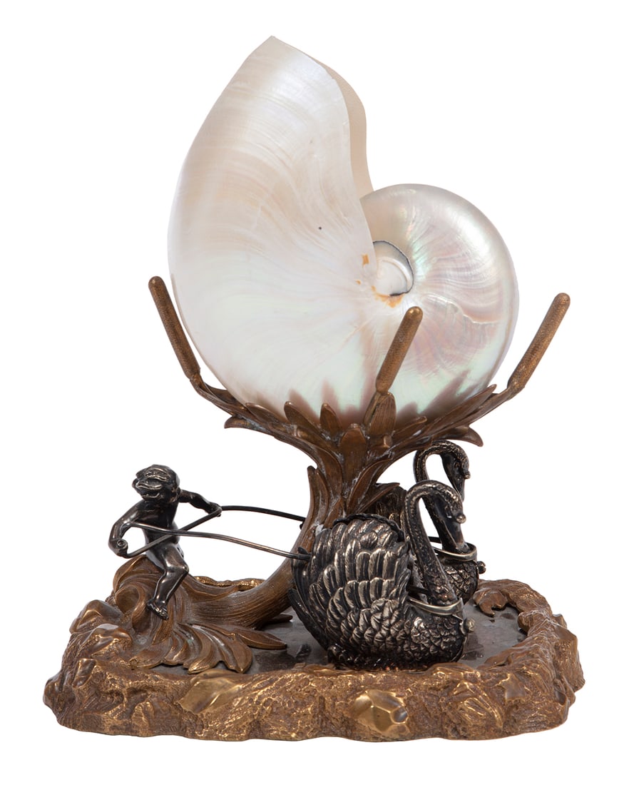 Silvered, Gilt Bronze Nautilus Shell Centerpiece (1 of 4)
