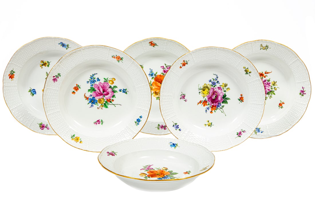 Meissen Floral Porcelain Soup Plates (1 of 3)