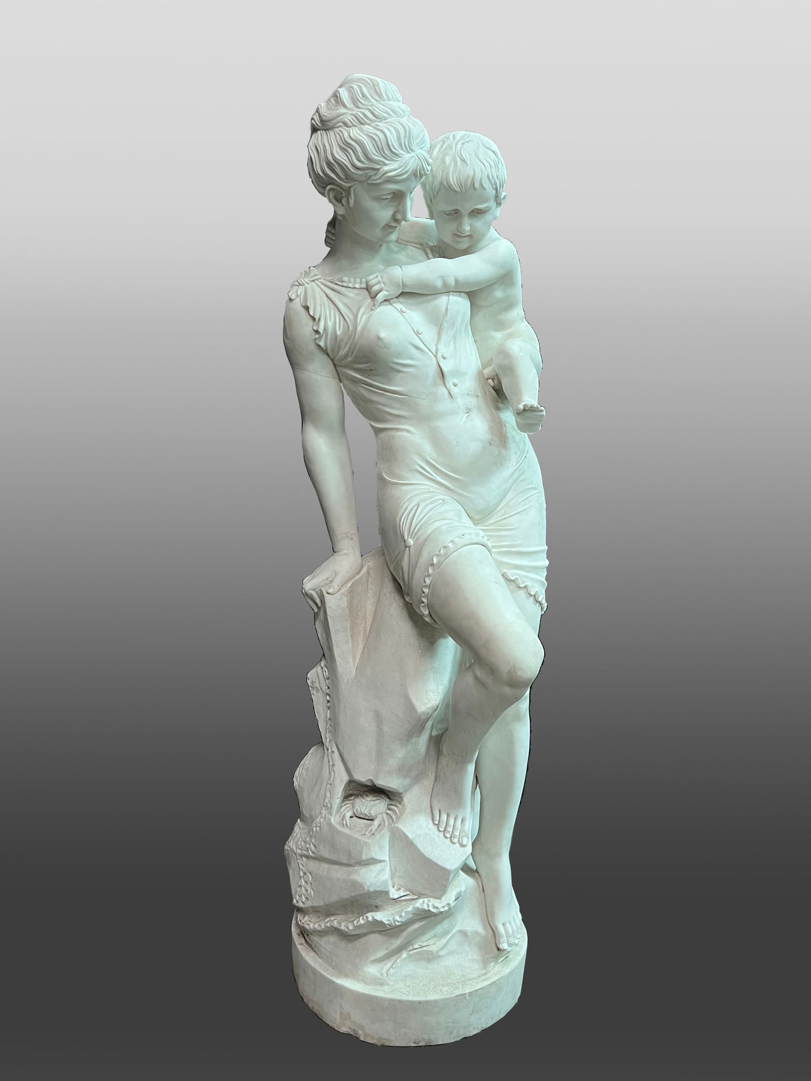 Marble Figural Group Woman and Child on Seashore (1 of 4)