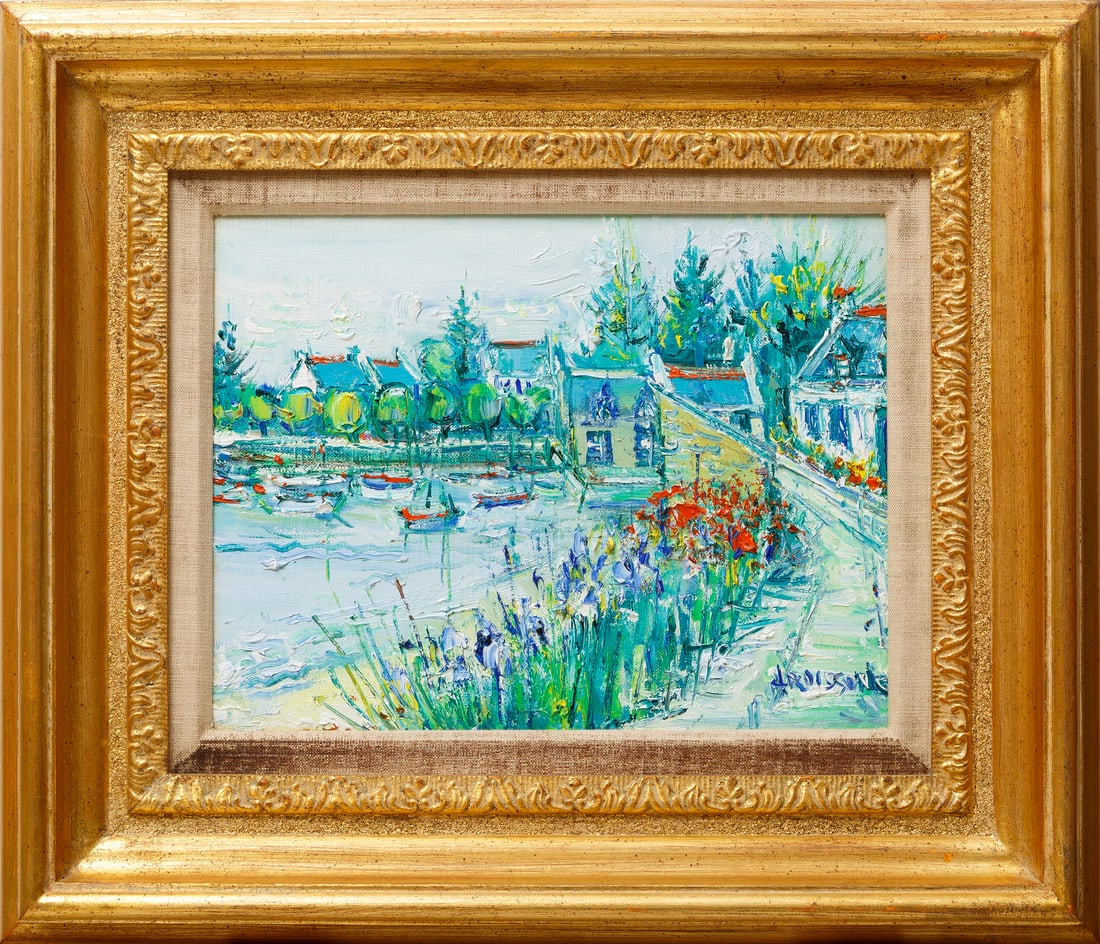 Yolande Ardissone (French, b. 1927): Yolande Ardissone (French, b. 1927), "Vieux Passage", oil on canvas, signed lower right, titled and numbered on stretcher, artist name and "Wally Findlay Galleries" label on reverse of frame, "Wally F