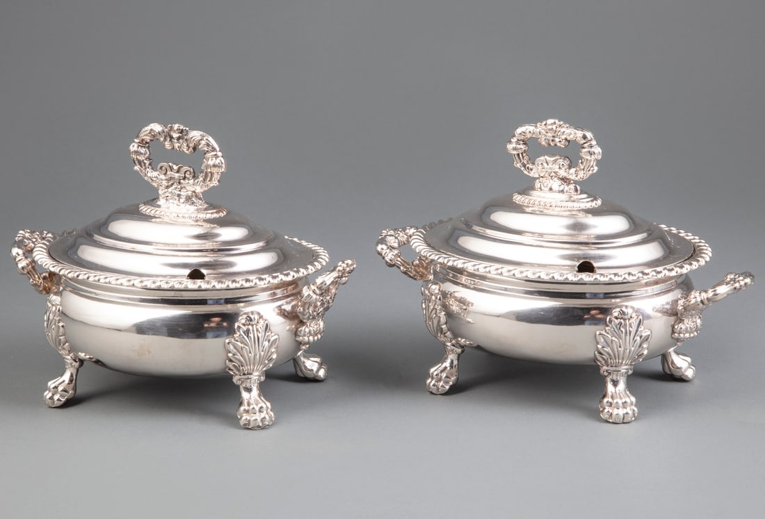Pair of Georgian Sheffield Plate Sauce Tureens (1 of 2)