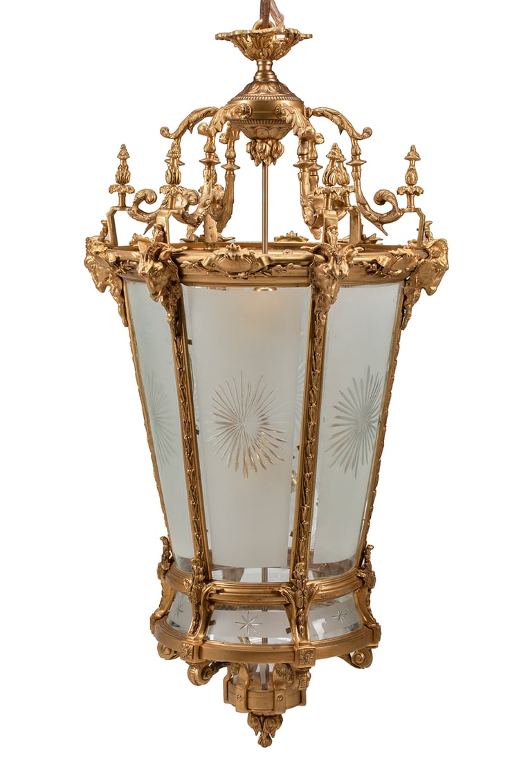Monumental Louis XVI-Style Gilt Bronze Lantern (1 of 13)
