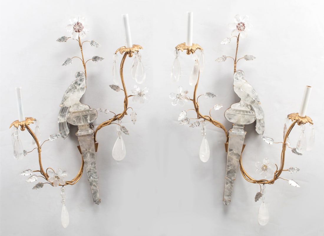 Pair French Rock Crystal and Gilt Metal Sconces (1 of 12)