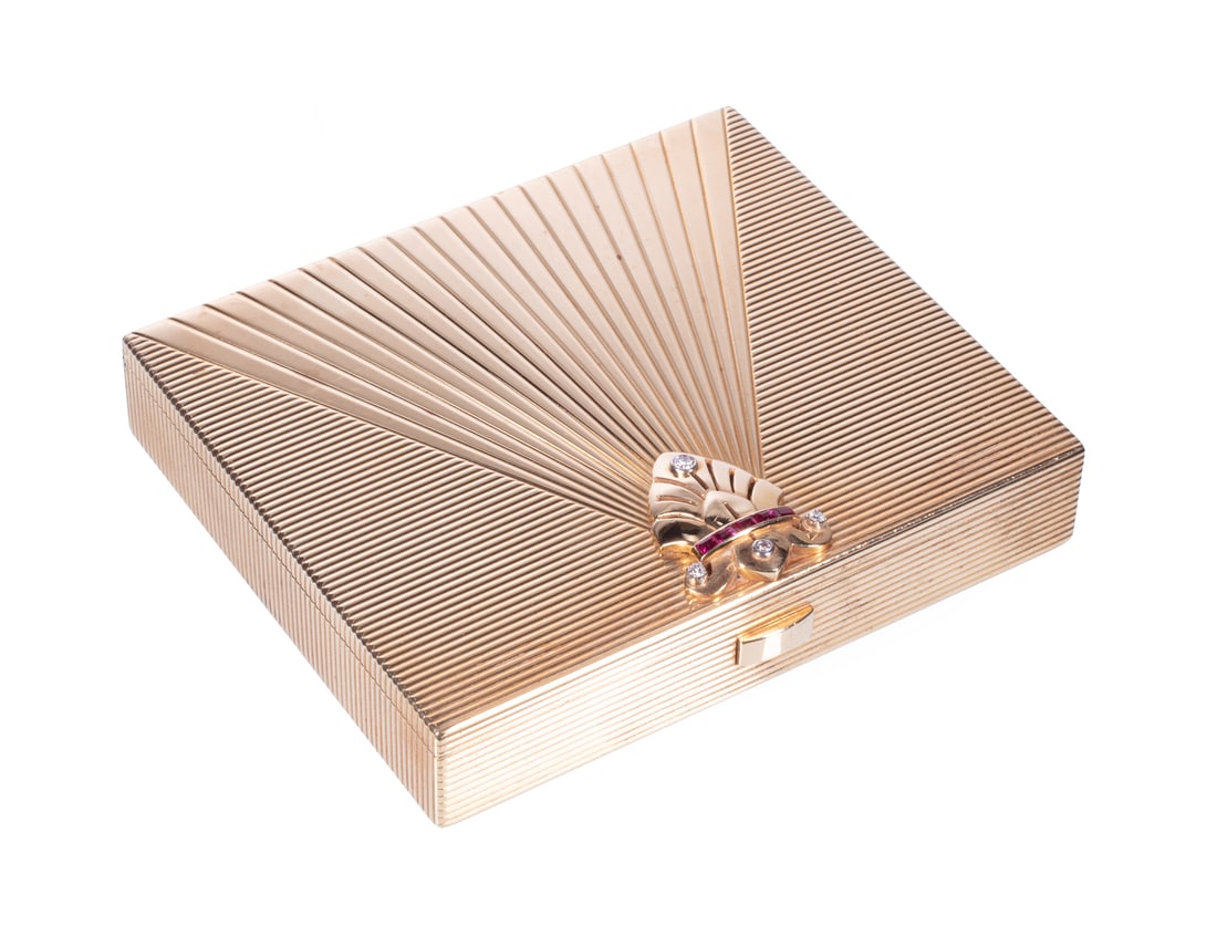 Art Deco Gold, Diamond, Ruby Compact (1 of 2)