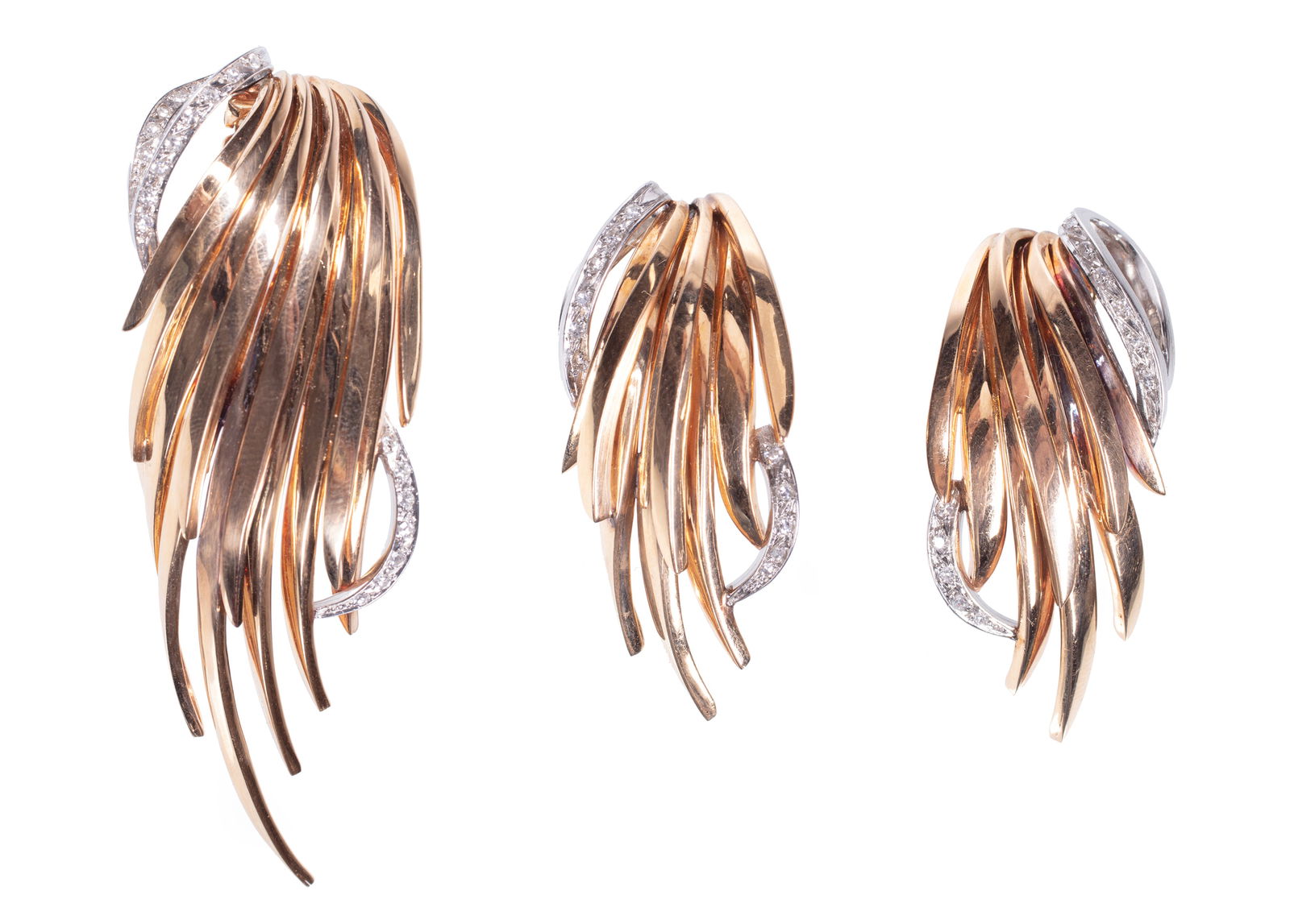 18 kt. Yellow Gold and Diamond "Wing" Brooch (1 of 3)