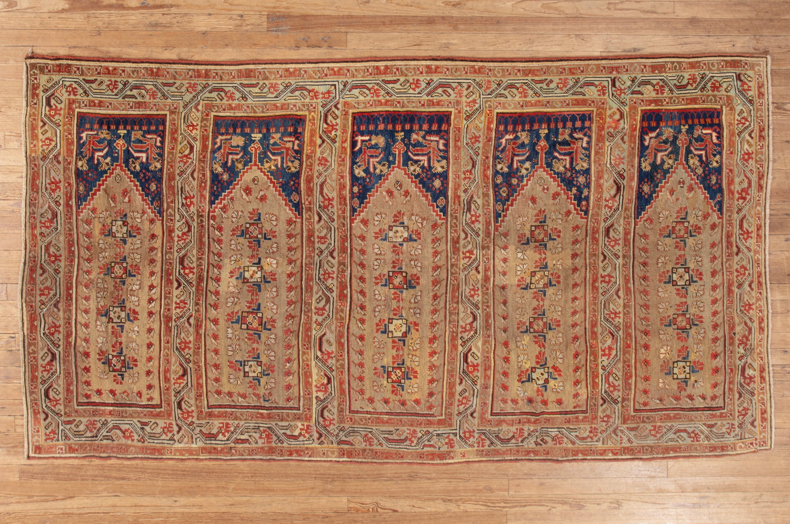 Oushak Saph Carpet: Oushak Saph Carpet , West Anatolia, late 19th c., 6 ft. 10 in. x 12 ft., re-piled and restored areas