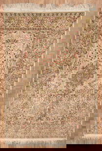 Hereke Silk Prayer Rug: Hereke Silk Prayer Rug , West Turkey, contemporary, signed, 3 ft. 3 in. x 4 ft. 10 in.