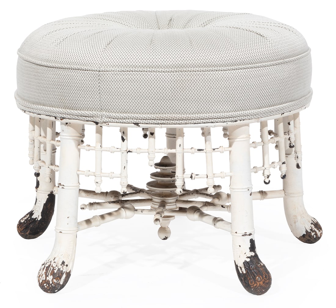 American Aesthetic Painted Faux Bamboo Stool (1 of 2)