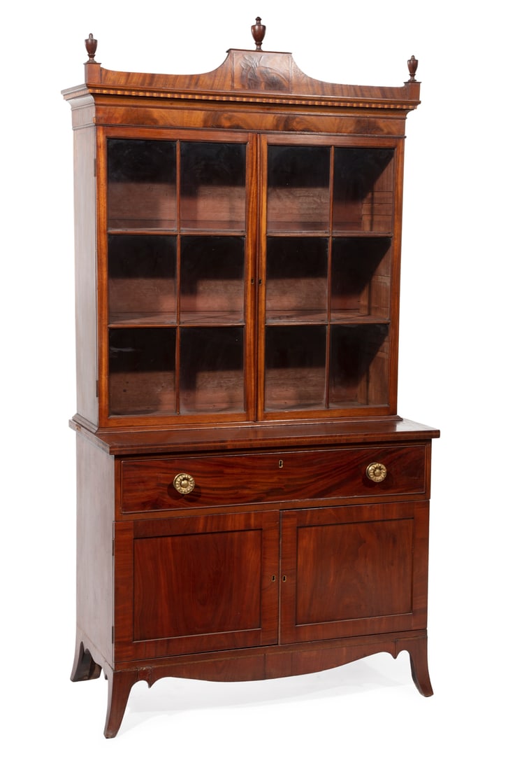Federal-Style Inlaid Mahogany Bookcase (1 of 4)