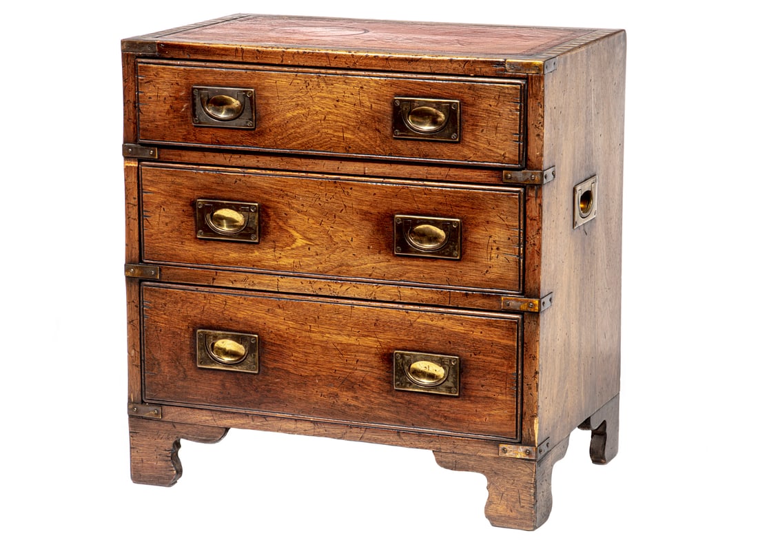 English Brass-Mounted Walnut Campaign Chest (1 of 4)