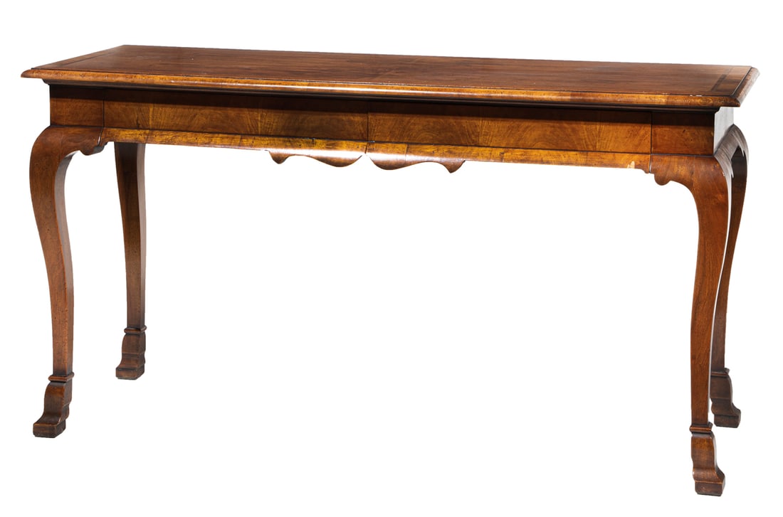 Queen Anne-Style Inlaid Walnut Console Table (1 of 4)