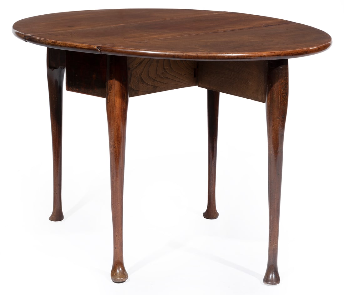 Queen Anne-Style Carved Mahogany Drop-Leaf Table (1 of 3)