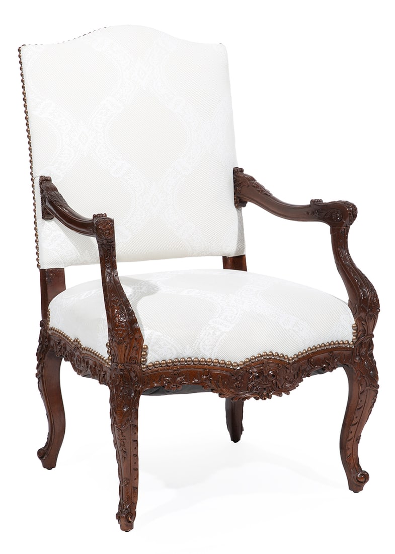 Regence-Style Carved Walnut Fauteuil a la Reine (1 of 4)