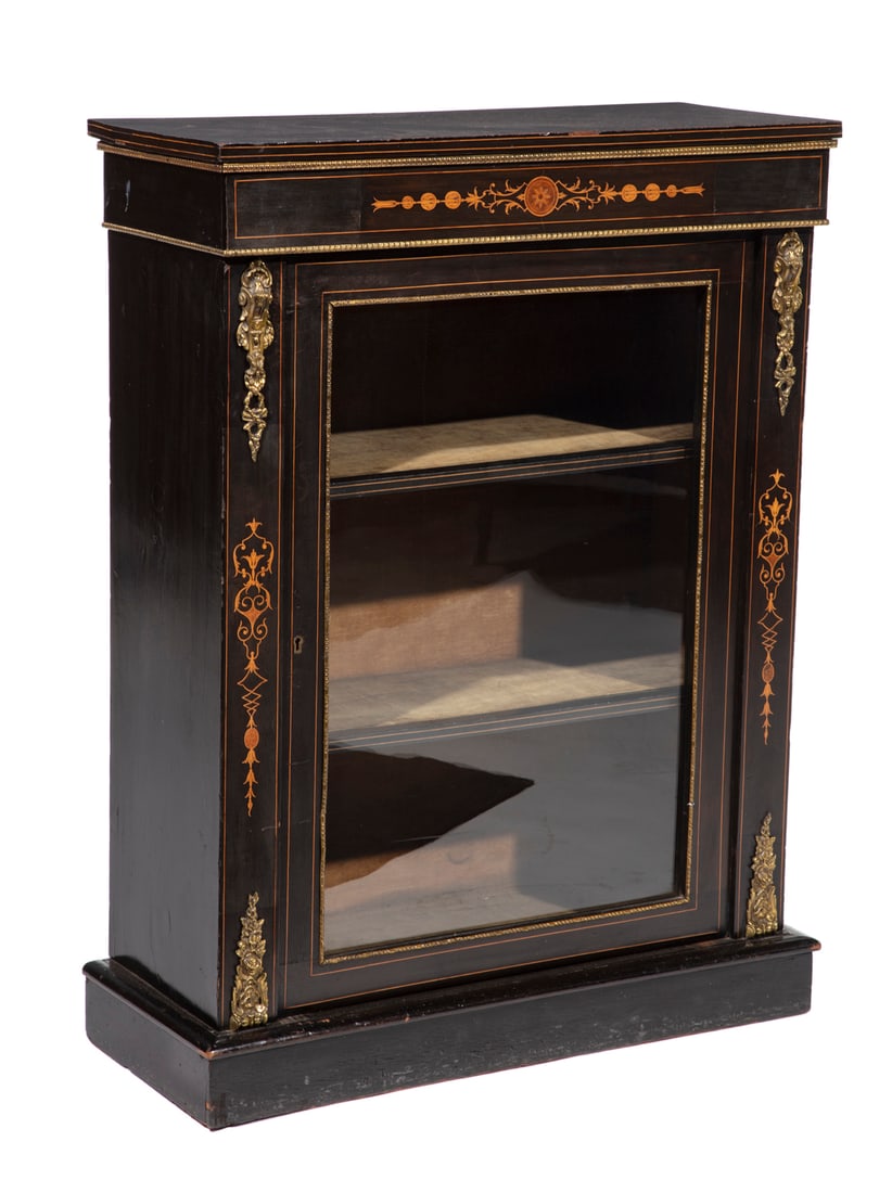 Bronze-Mounted, Ebonized, Inlaid Side Cabinet (1 of 3)
